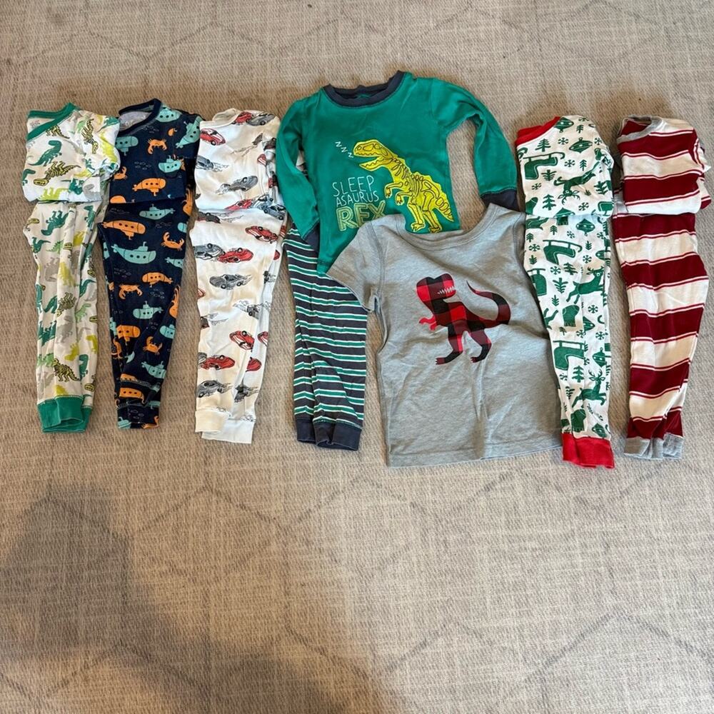 Dinosaur and Vehicle Themed Kids Pajamas Set 3T